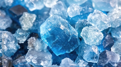 Wallpaper Mural Blue crystal salt texture close-up,  background blurred, spa product Torontodigital.ca