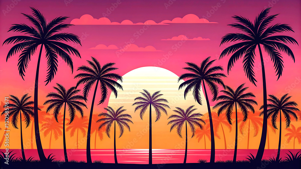 Tropical Sunset Carnival Scene Tropical Sunset Carnival Scene