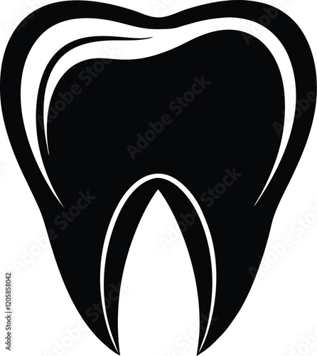 Tooth vector icon, tooth silhouette vector, Black tooth shape symbol graphic