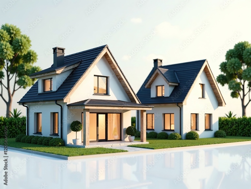Stunning Twin Houses, 3D Architectural Render Stunning Twin Houses, 3D Architectural Render