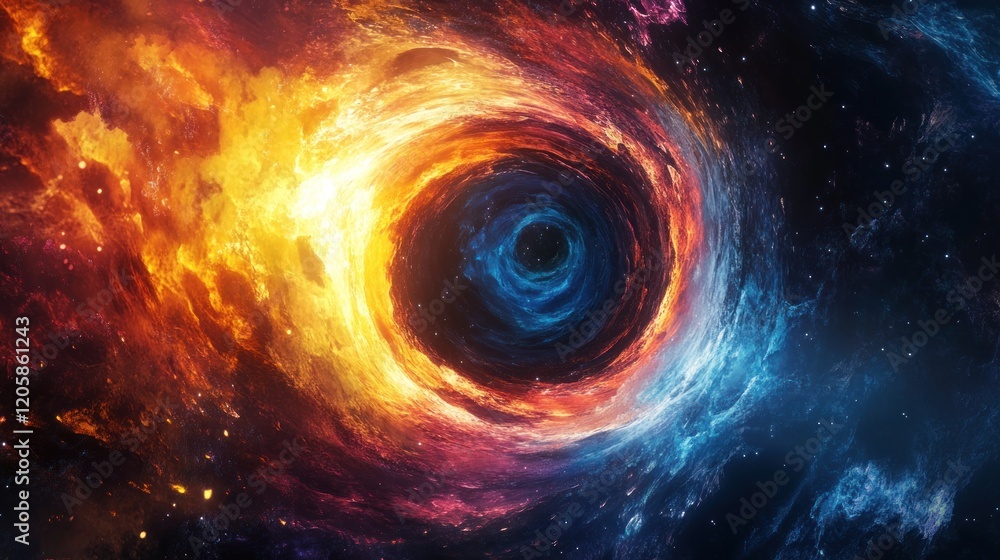 Swirling colors create a mesmerizing cosmic whirlpool. Swirling colors create a mesmerizing cosmic whirlpool.
