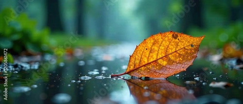 Rainy Leaf on Ground - Stunning Autumnal Colors photo