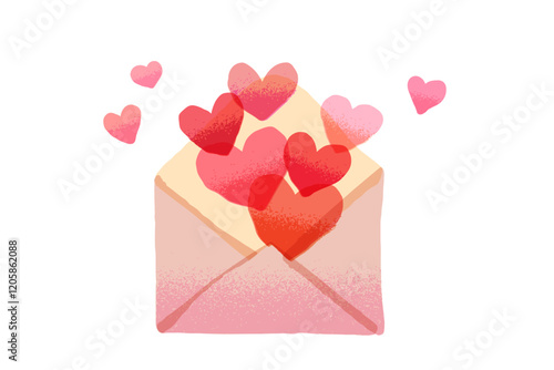 たくさんのハートが入った封筒・ラブレター