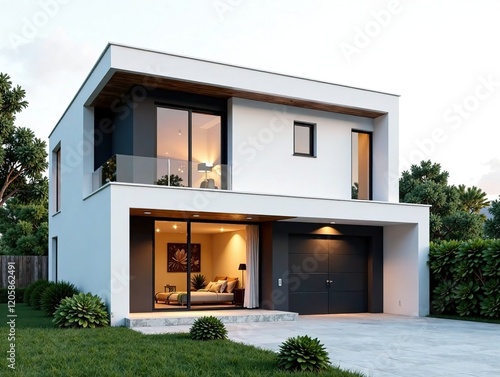 Modern House AI Photo - Bright, Stylish Exterior photo