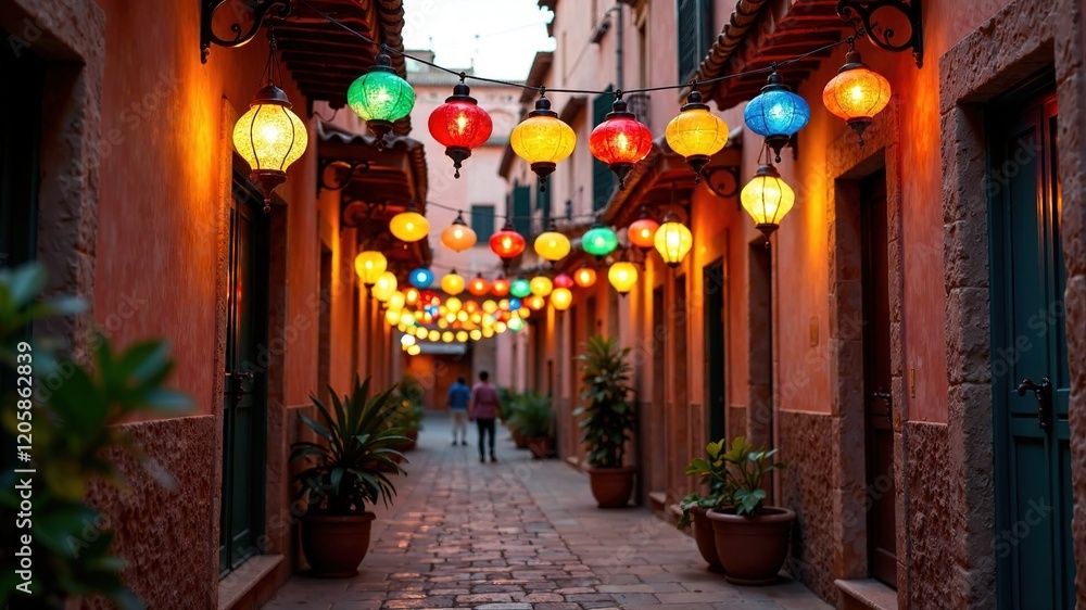 Marrakech Lantern Alleyway - Vivid Colors and Depth Marrakech Lantern Alleyway - Vivid Colors and Depth