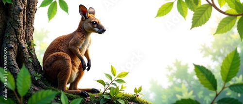 Majestic Tree Kangaroo in Lush Forest Canopy photo