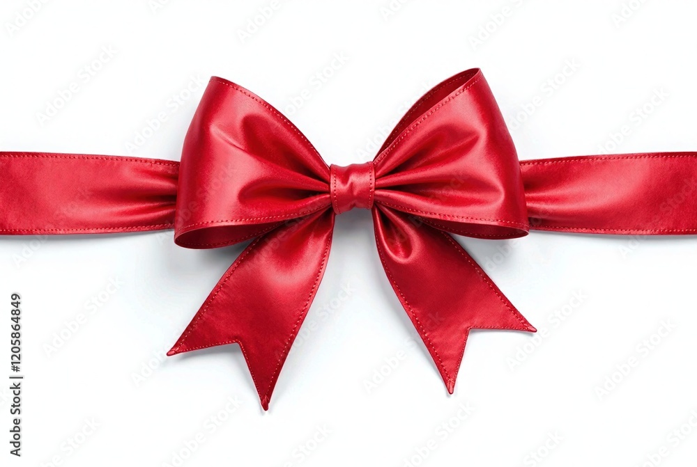 Fototapeta premium Festive Red Ribbon Bow Watercolor AI Art