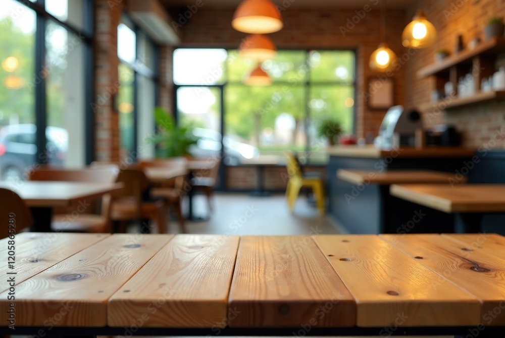 Empty Cafe Wooden Table - High-Quality AI Art Empty Cafe Wooden Table - High-Quality AI Art