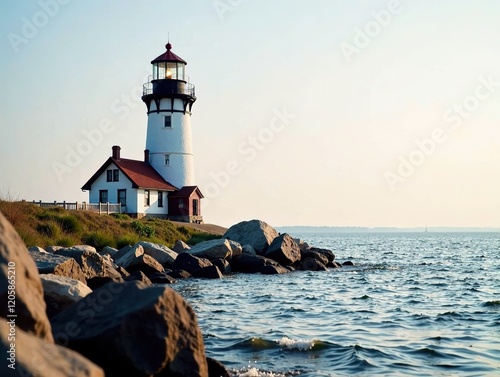 Erie Harbor North Pier Lighthouse - Presque Isle State Park, Pennsylvania - Stunning Coastal Scene photo