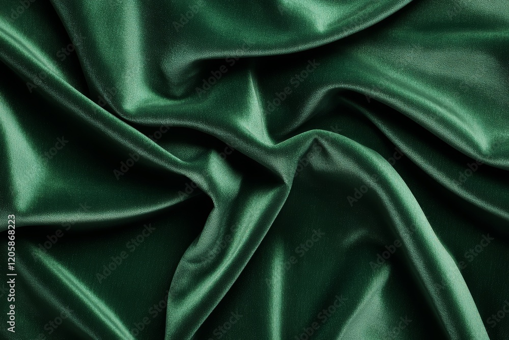 Obraz premium Luxurious Green Satin Fabric with Elegant Folds and Silky Texture