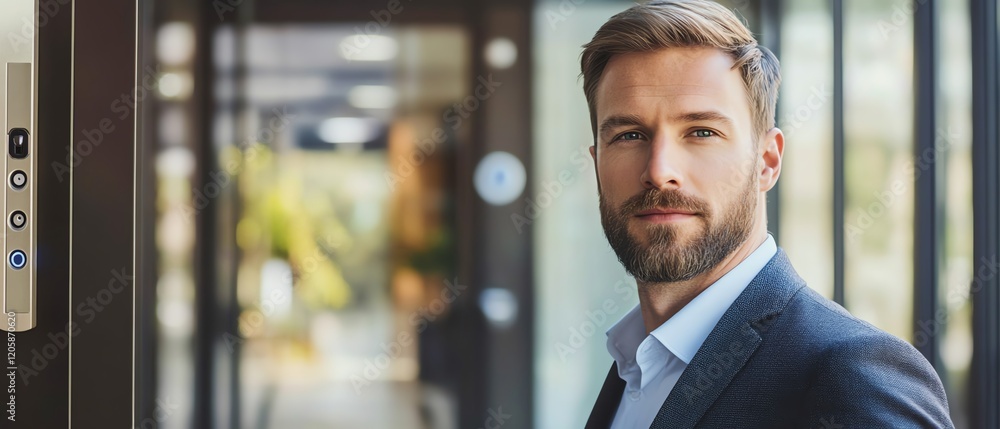Obraz premium Businessman security verification systems are designed to verify the identity of clients before granting access.