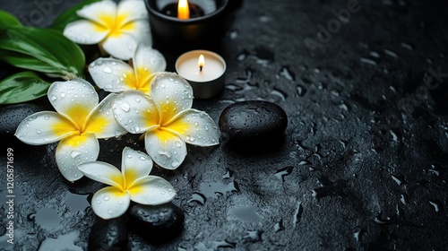 spa still life with candles and orchid	
