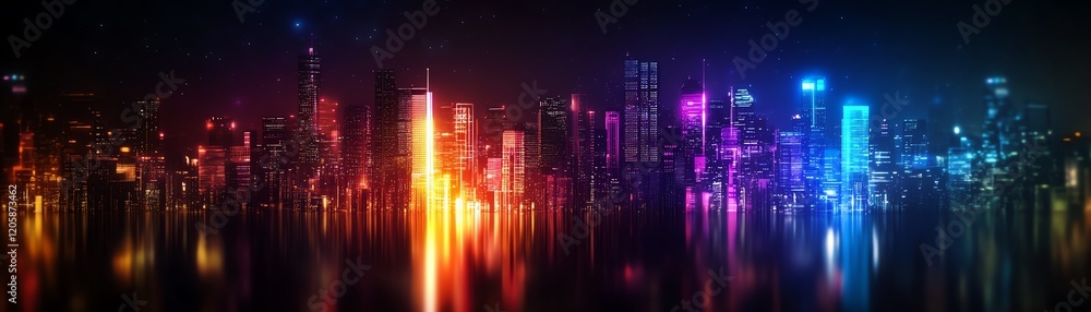 Fototapeta premium Vibrant cityscape at night