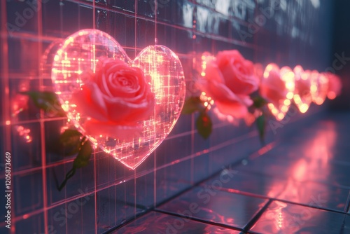 Neon Pink Heart Design for Valentine's Day Greeting Card