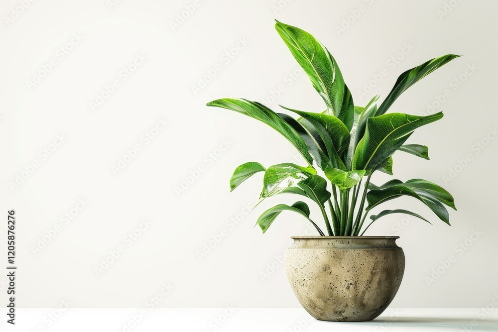 custom made wallpaper toronto digitalGreen potted plant with vibrant leaves placed on a minimalistic table against a neutral background