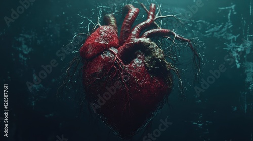 Detailed 3D Medical Illustration of Human Heart