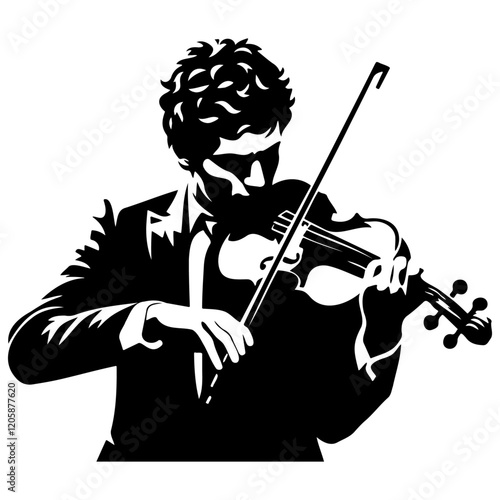 Man Play Violin Illustration.