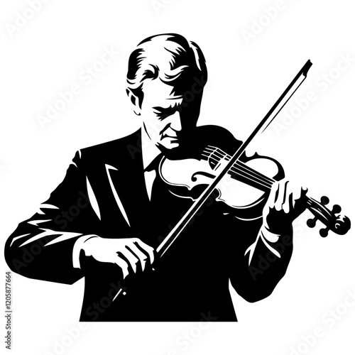 Man Play Violin Illustration.