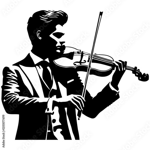 Man Play Violin Illustration.