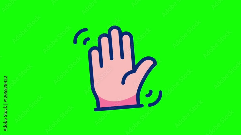 Wave hand gesture animation loop on green screen background for video editing and creative visuals Wave hand gesture animation loop on green screen background for video editing and creative visuals
