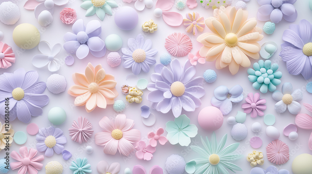 Pink and White Floral Background with Blossoms and Decorative Pattern Pink and White Floral Background with Blossoms and Decorative Pattern