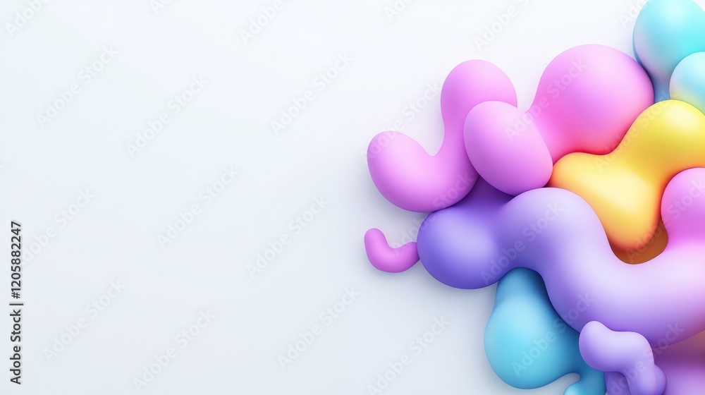 Pastel blobs flowing on white background, website header Pastel blobs flowing on white background, website header