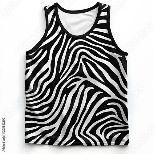 3d a black tank top with a zebra pattern