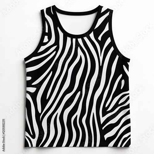 3d a black tank top with a zebra pattern