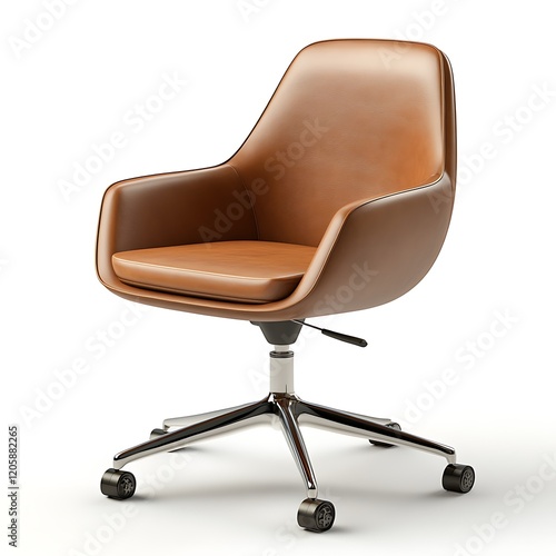 3d a brown office chair with wheels