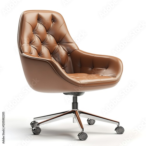 3d a brown office chair with wheels