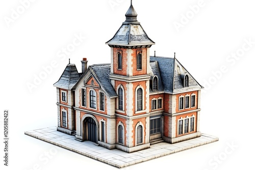 3d a building with a tower