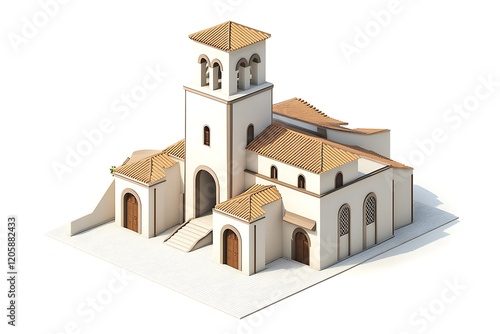 3d a building with a tower