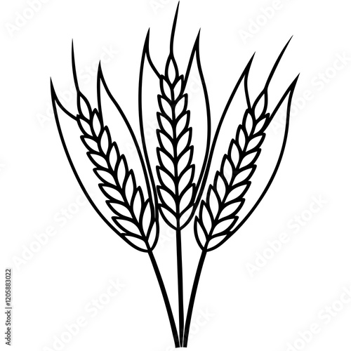 Barley Grain Line Art Vector