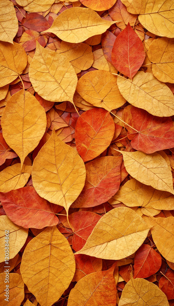 Autumn mosaic of bright leaves with warm light Autumn mosaic of bright leaves with warm light