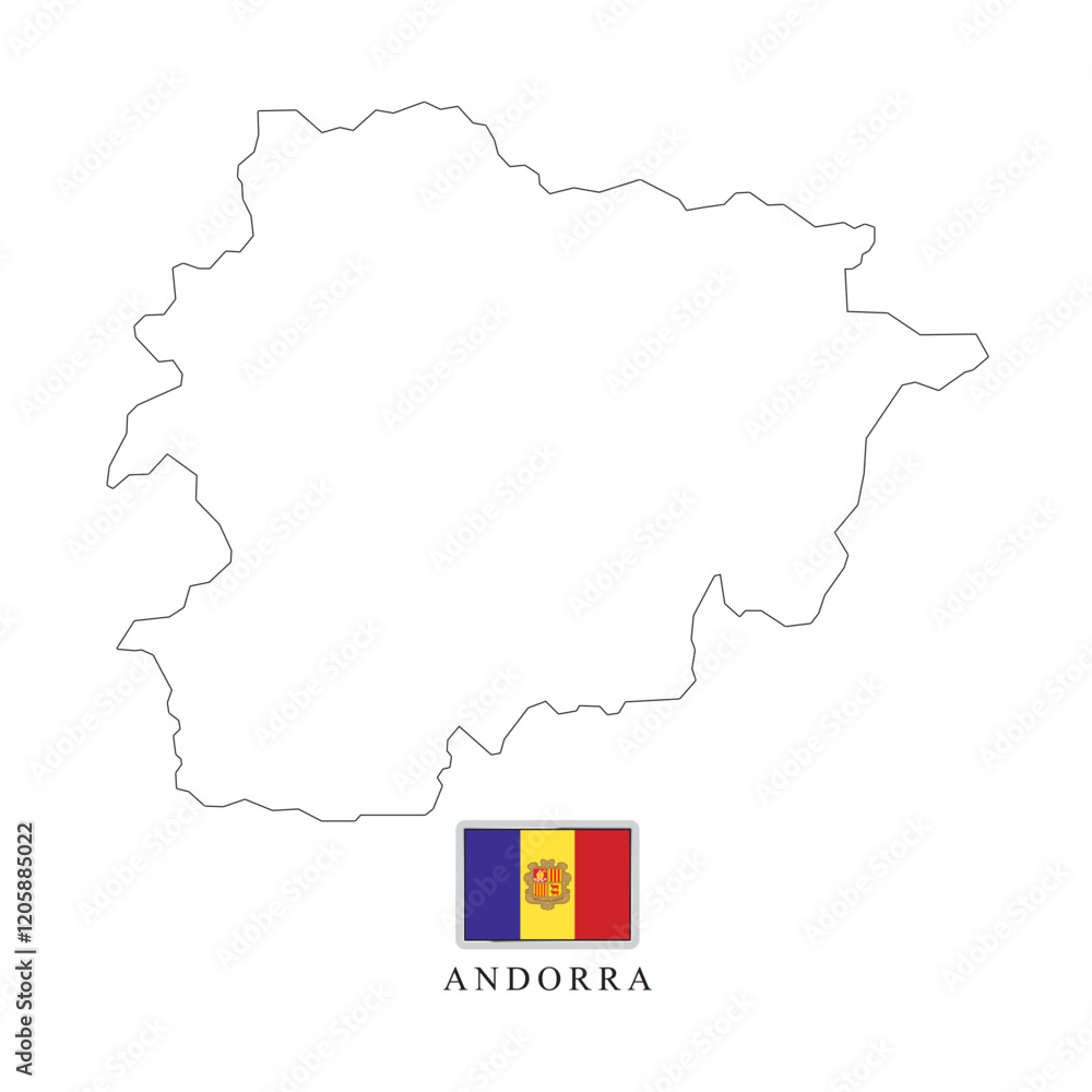 Obraz premium Andorra country map and flag vector icon