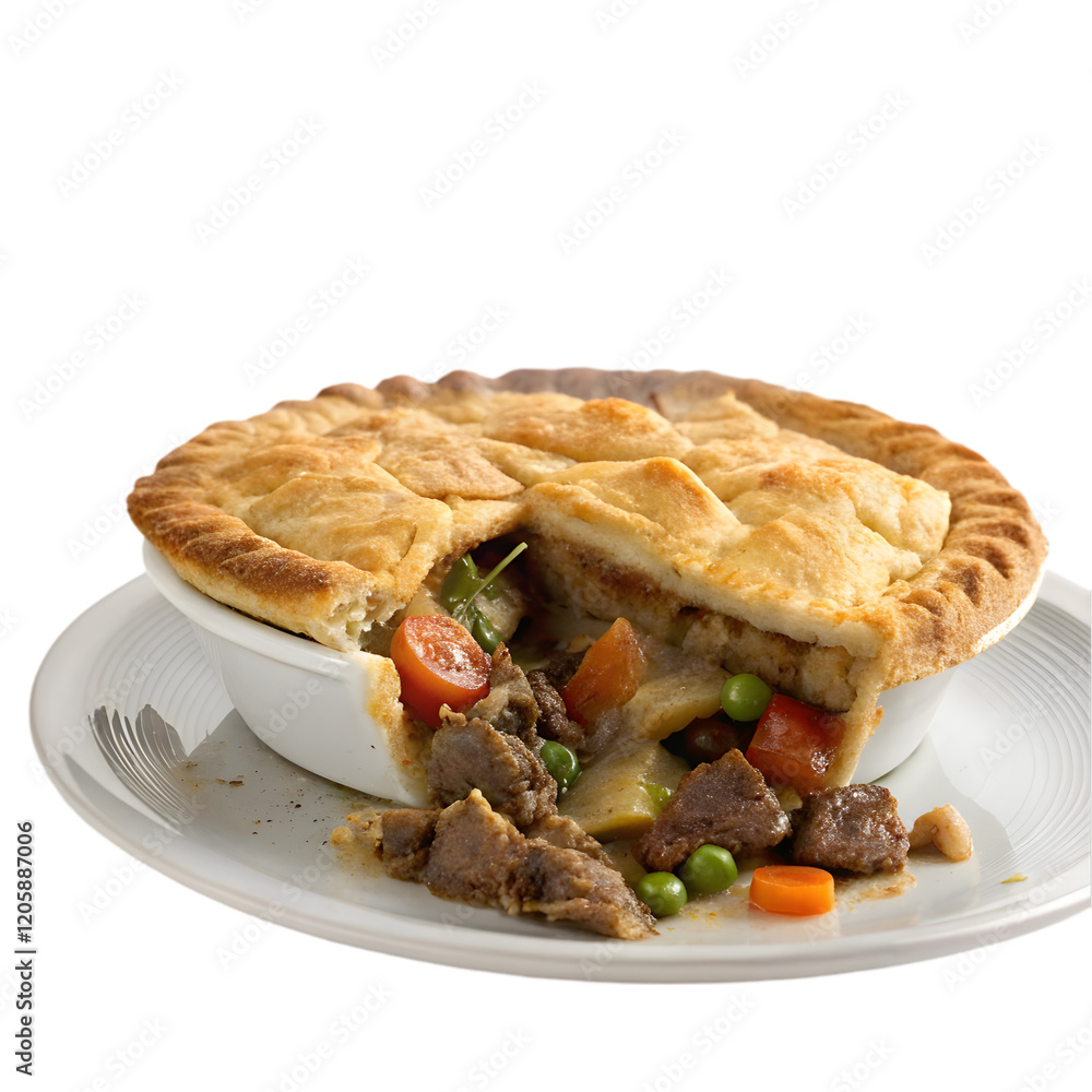 delicious plate of beef pot pie on transparent background delicious plate of beef pot pie on transparent background