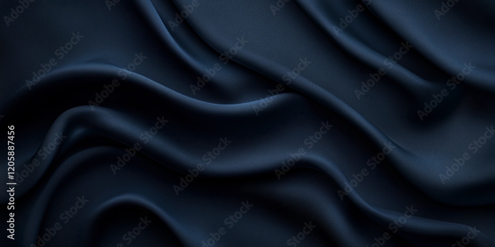 Obraz premium Elegant Dark Satin Fabric with Soft Waves and Gentle Creases in Ripples