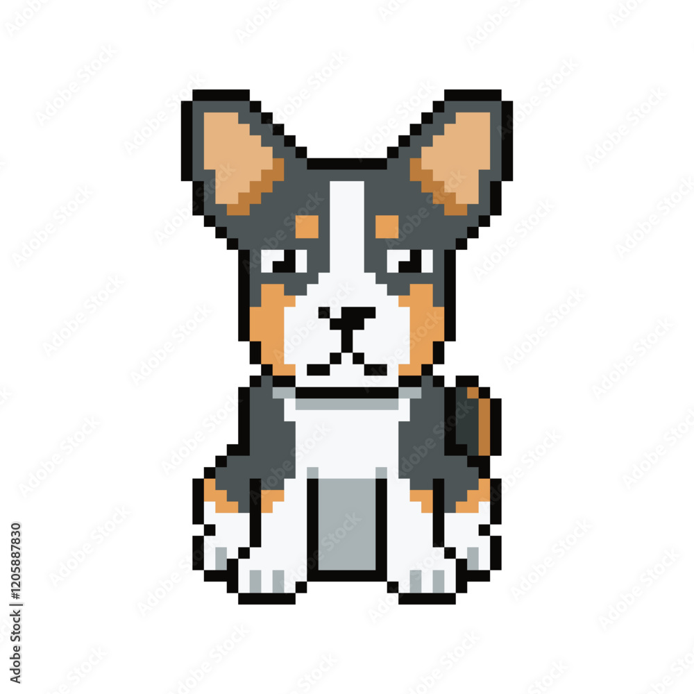 Obraz premium Pixel art cute basenji dog vector in retro style for design.