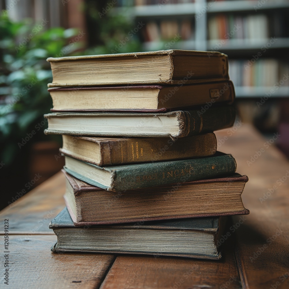 Stacks of books with potted plants in a bookstore cafe, symbolizing learning, leisure, and a cozy atmosphere. Great for lifestyle and educational content. Stacks of books with potted plants in a bookstore cafe, symbolizing learning, leisure, and a cozy atmosphere. Great for lifestyle and educational content.