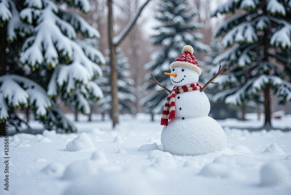 Snowman in Snowy Winter Landscape Snowman in Snowy Winter Landscape