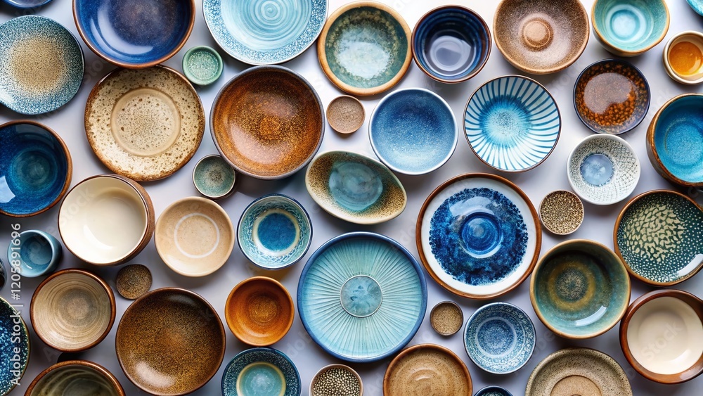 Elegant Ceramic Plates & Porcelain Dishes: Blue, Brown & Beige  Collection