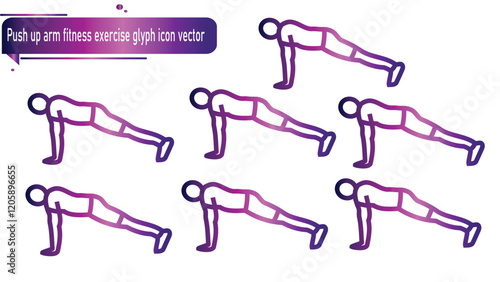 Push up arm fitness exercise glyph icon vector