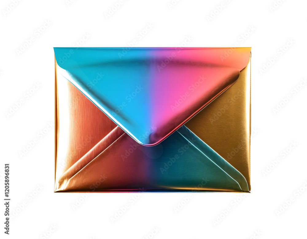 Vibrant Gradient Metallic Envelope with Transparent Background Vibrant Gradient Metallic Envelope with Transparent Background