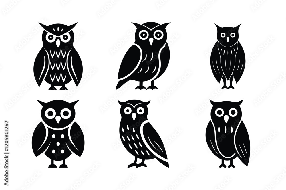 set of Snowy vector silhouette set of Snowy vector silhouette
