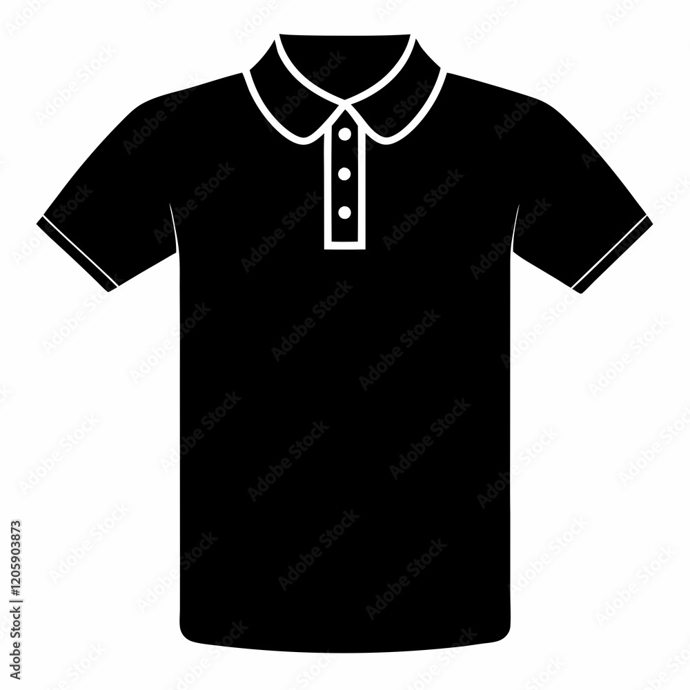 Henley Shirt Black Silhouette Vector on White BackgroundA Henley Shirt Black Silhouette Vector on White BackgroundA