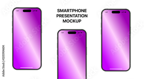 Realistic smartphone mockup. Mobile phone vector with isolated on white background. Device front view. 3D mobile phone with shadow. Realistic, high quality smart phone mockup for ui ux presentation.