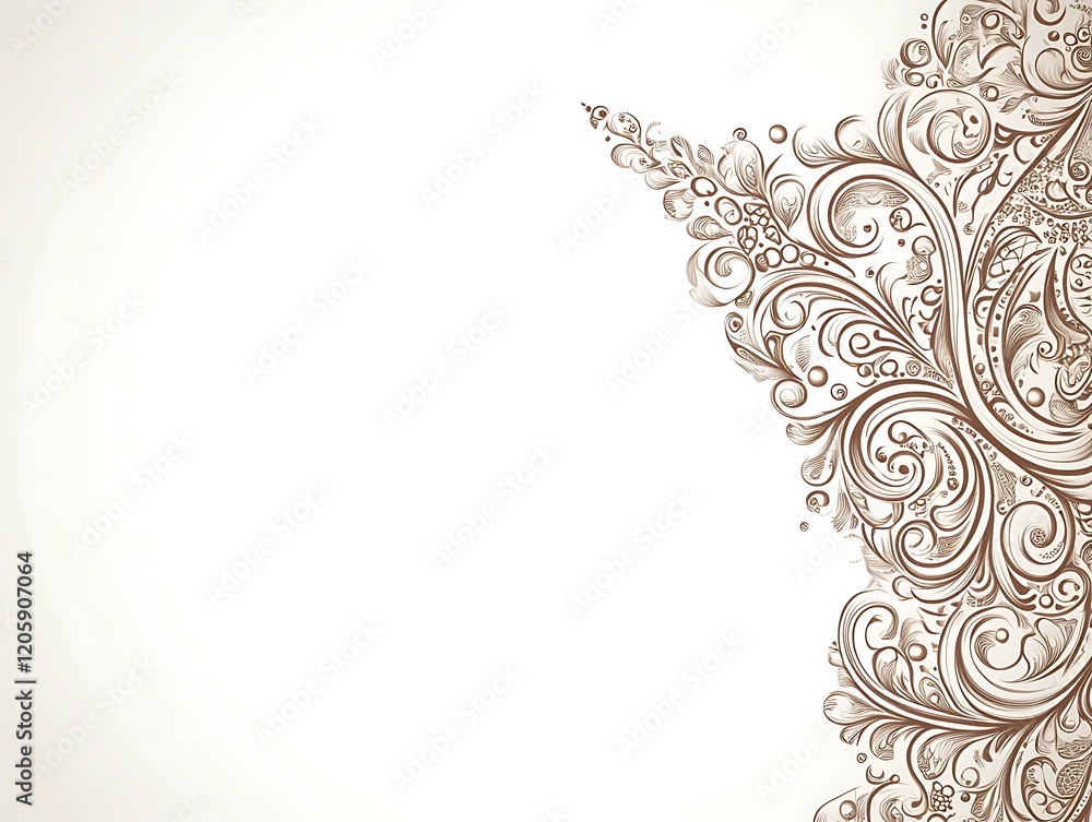 Fototapeta premium Elegant Brown Floral Design On White Background