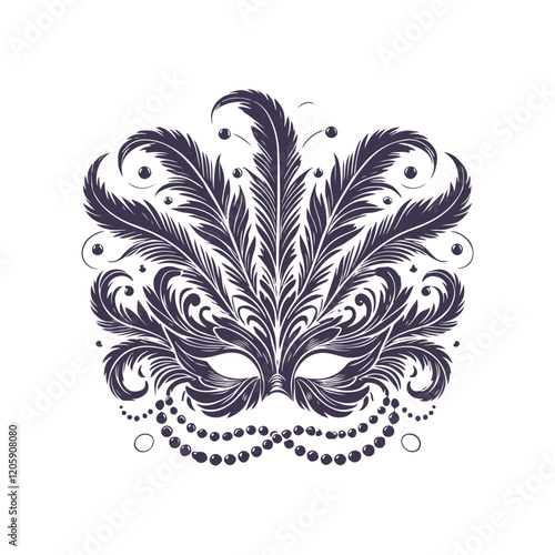 Mardi Gras Carnival Mask Silhouette Vector Design Illustration