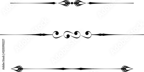 vector black and white decorative text separators made of stylized elements, vintage