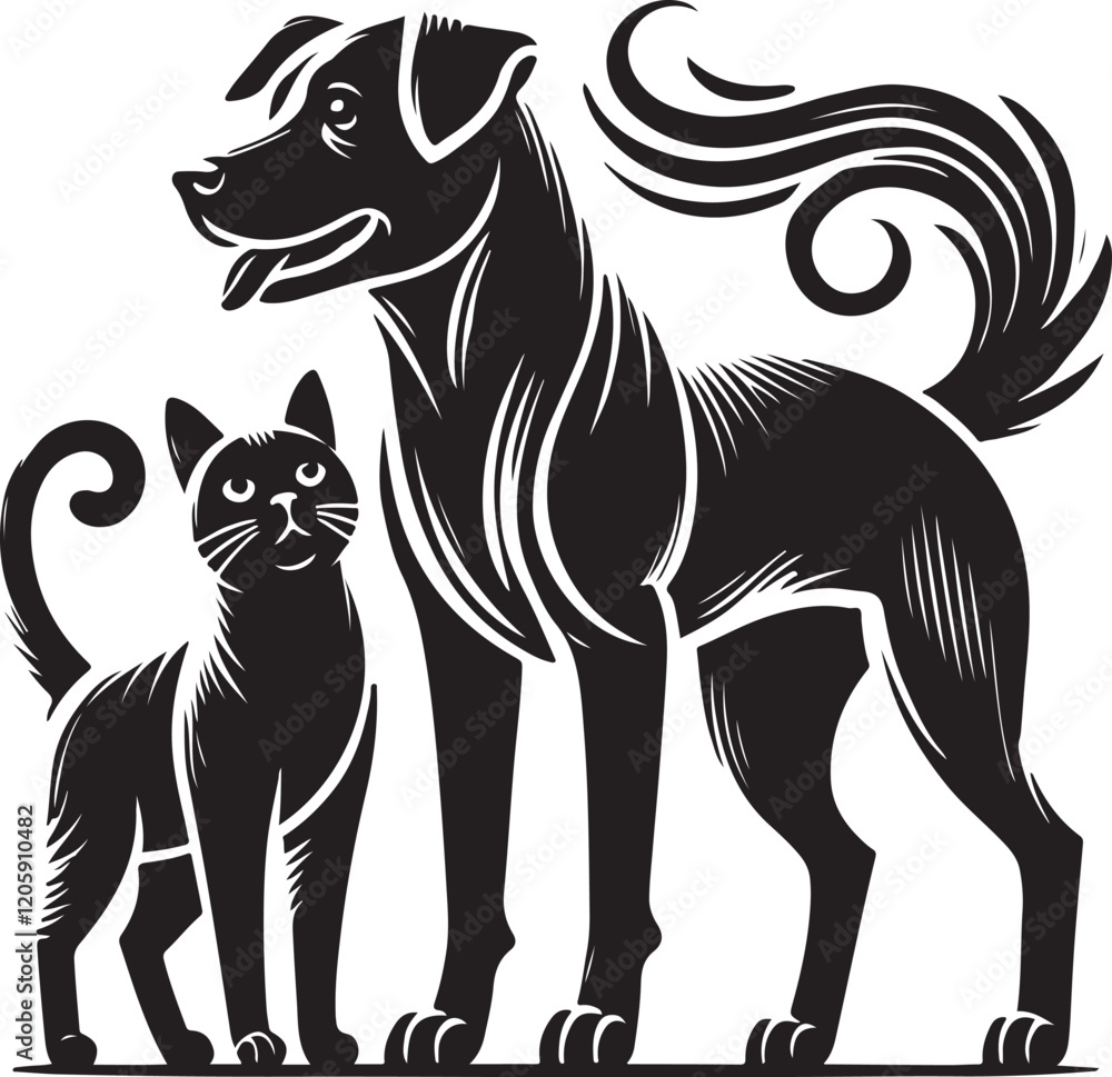 dog and cat style victor silhouette victor design. dog and cat style victor silhouette victor design.